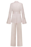 Champagne Flare Sleeves 2 Piece Women's Suits with Belt