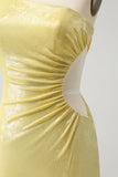 Stylish Yellow Bodycon One Shoulder Short Prom Dress with Hollow Out