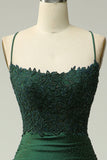 Dark Green Mermaid Halter Neck Long Prom Dress With Appliques Beading