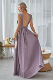 Wisteria A Line Backless Chiffon Long Bridesmaid Dress