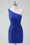 Royal Blue One Shoulder Bodycon Short Prom Dress