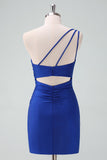 Royal Blue One Shoulder Bodycon Short Prom Dress