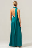 Peacock Sheath V-Neck Backless Wedding Guest Dress with Slit