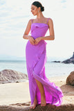 Tahiti Spaghetti Straps Sheath Chiffon Bridesmaid Dress with Ruffles