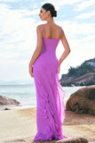 Tahiti Spaghetti Straps Sheath Chiffon Bridesmaid Dress with Ruffles