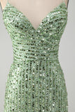 Sparkly Green Sequins Bodycon Lace Up Mini Prom Dress