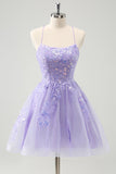 Cute Glitter Blue A Line Sequins Short Prom Dress with Appliques