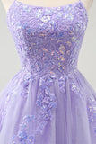 Cute Glitter Blue A Line Sequins Short Prom Dress with Appliques