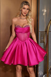 Cute A Line Sweetheart Corset Fuchsia Prom Dress with Beading