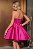 Cute A Line Sweetheart Corset Fuchsia Prom Dress with Beading