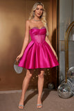 Cute A Line Sweetheart Corset Fuchsia Prom Dress with Beading