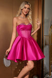 Cute A Line Sweetheart Corset Fuchsia Prom Dress with Beading