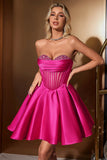 Cute A Line Sweetheart Corset Fuchsia Prom Dress with Beading