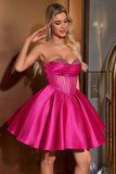 Cute A Line Sweetheart Corset Fuchsia Prom Dress with Beading