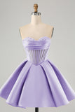 Cute A Line Sweetheart Corset Fuchsia Prom Dress with Beading