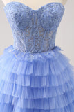 Sweetheart Lilac A-Line Corset Tulle Prom Dress with Lace