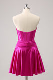 Fuchsia A-Line Sweetheart Corset Short Prom Dress