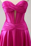 Fuchsia A-Line Sweetheart Corset Short Prom Dress