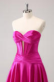 Fuchsia A-Line Sweetheart Corset Short Prom Dress