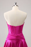 Fuchsia A-Line Sweetheart Corset Short Prom Dress