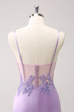 Sparkly Purple Corset Sequin Tight Short Prom Dress