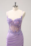 Sparkly Purple Corset Sequin Tight Short Prom Dress