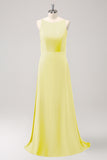 Rust Backless A-Line Chiffon Long Bridesmaid Dress