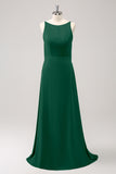 Peacock A-Line Backless Floor Length Bridesmaid Dress