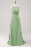 Peacock A-Line Backless Floor Length Bridesmaid Dress