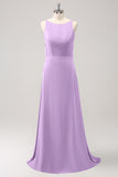 Peacock A-Line Backless Floor Length Bridesmaid Dress