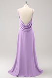 Peacock A-Line Backless Floor Length Bridesmaid Dress