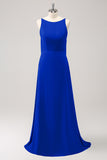 Elegant Champagne A-Line Chiffon Backless Bridesmaid Dress