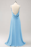 Elegant Champagne A-Line Chiffon Backless Bridesmaid Dress