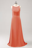 Elegant Champagne A-Line Chiffon Backless Bridesmaid Dress