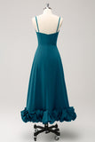 Peacock Spaghetti Straps A Line Bridesmaid Dress