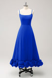 Stylish Royal Blue A Line Spaghetti Straps Bridesmaid Dress