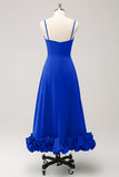 Stylish Royal Blue A Line Spaghetti Straps Bridesmaid Dress