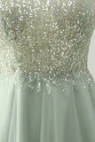 Dusty Green Halter Sequins A Line Short Prom Dress