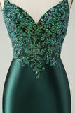 Glitter Dark Green Tight V Neck Short Prom Dress with Sequins