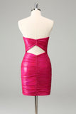 Fuchsia Bodycon Sweetheart Keyhole Short Prom Dress