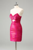 Fuchsia Bodycon Sweetheart Keyhole Short Prom Dress