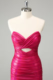 Fuchsia Bodycon Sweetheart Keyhole Short Prom Dress