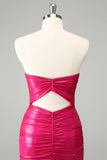 Fuchsia Bodycon Sweetheart Keyhole Short Prom Dress