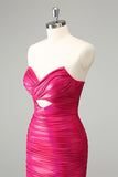 Fuchsia Bodycon Sweetheart Keyhole Short Prom Dress