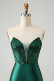 Dark Green Bodycon Strapless Corset Short Prom Dress