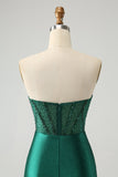 Dark Green Bodycon Strapless Corset Short Prom Dress