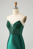 Dark Green Bodycon Strapless Corset Short Prom Dress