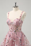 Blush A-Line Spaghetti Straps Short Corset Prom Dress with Beading