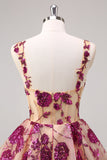 Sparkly Fuchsia A Line Corset Short Prom Dress with Sequins