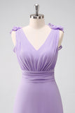 Lilac A-Line Chiffon Bridesmaid Dress with Ruffles